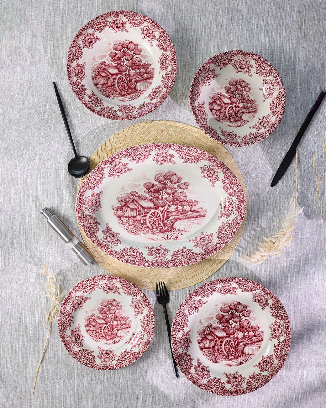 Claytan Dinnerware Collection - Waterwheel Pink - Baitishk