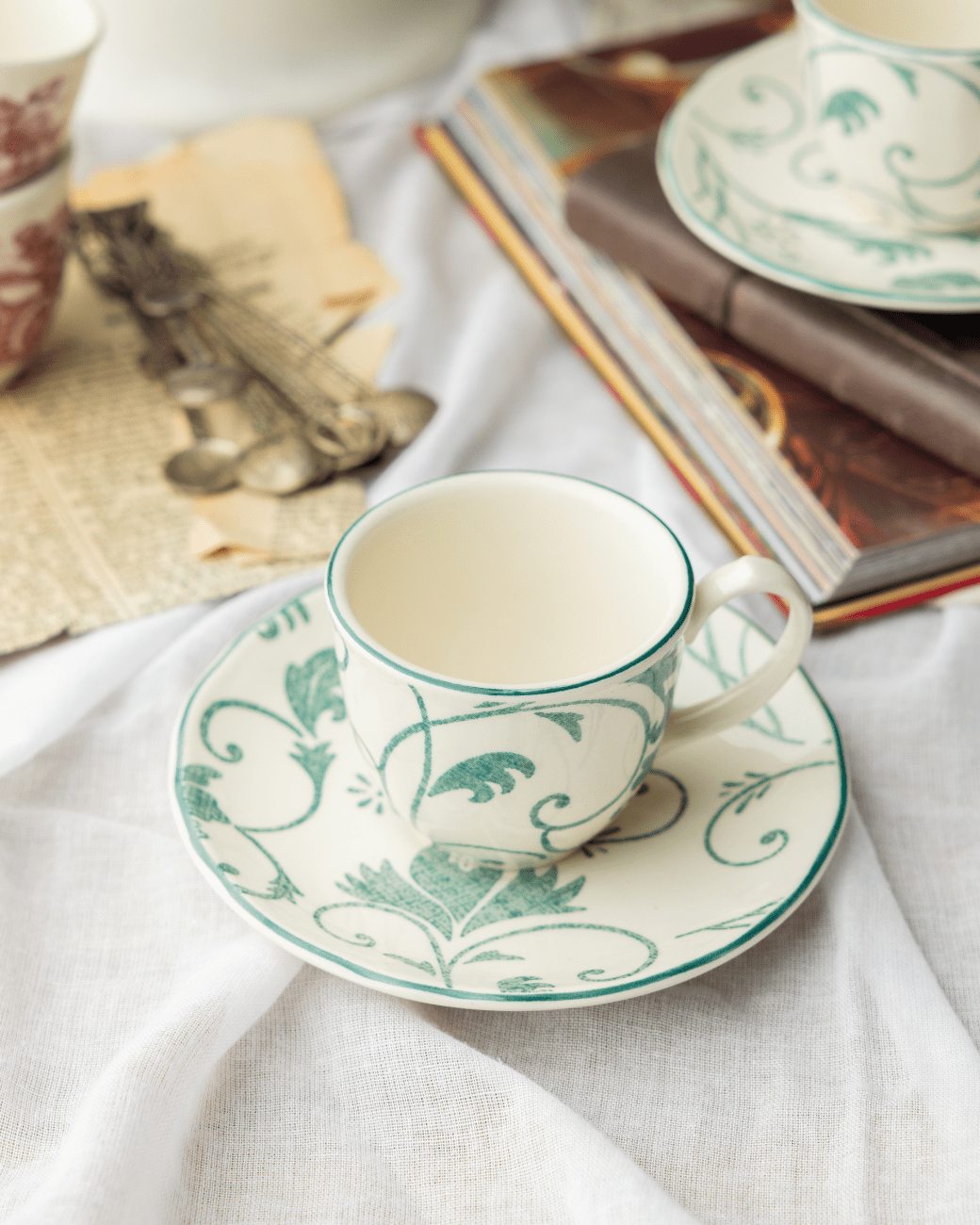 Claytan Espresso Cup Saucer - Damask Green - Baitishk