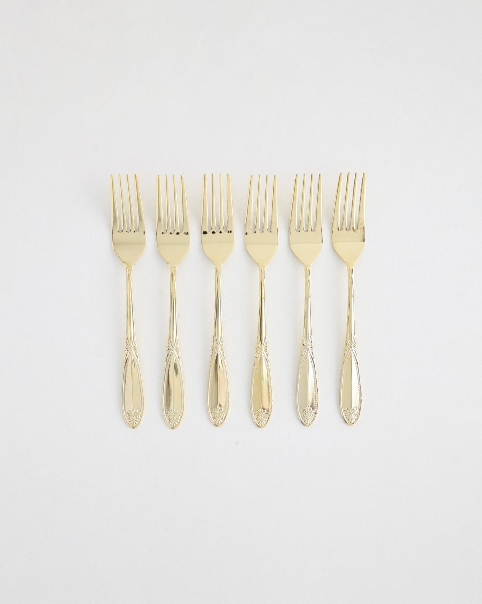 Gold Plated TB Dessert Fork – 6 Pcs - Baitishk
