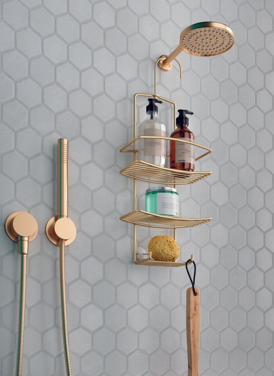 Metaltex Brass Onda Shower Caddy - Baitishk