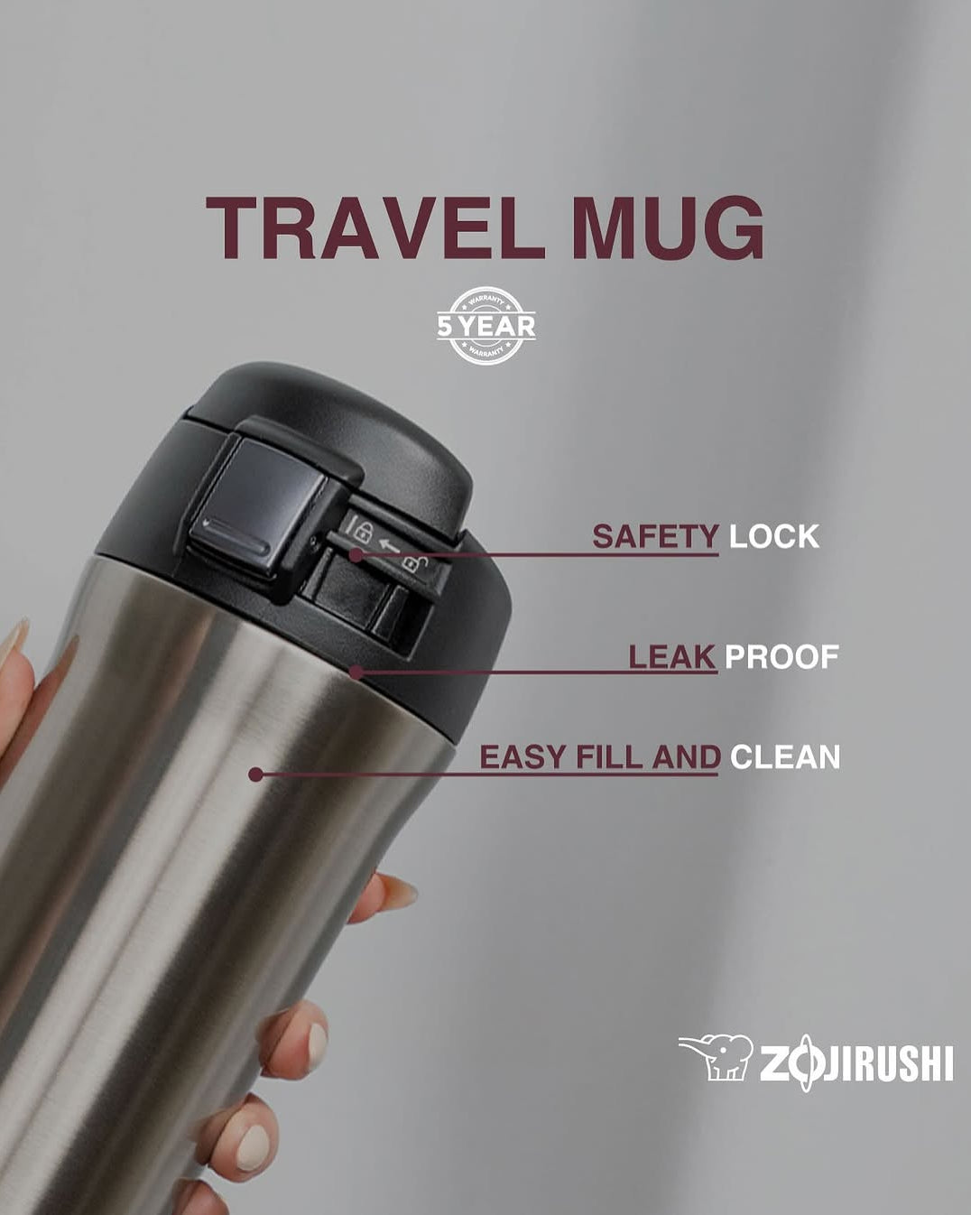 Zojirushi 480ml Travel Mug SM-YAF48 Vacuum Insulated Bottle