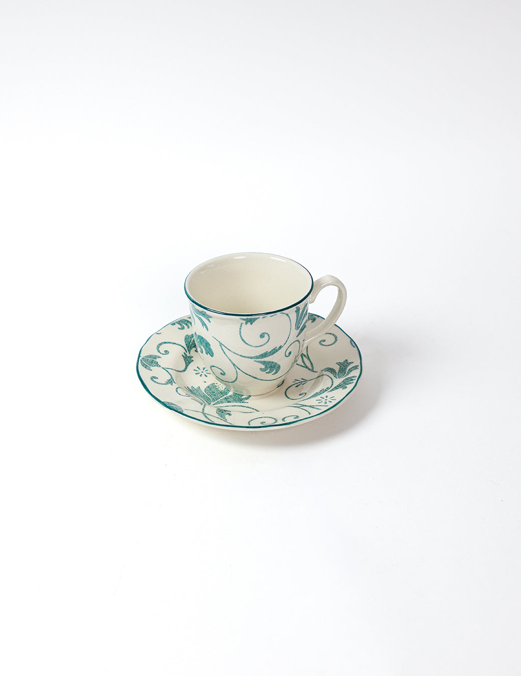 Claytan Cup & Saucer - Damask Full Green