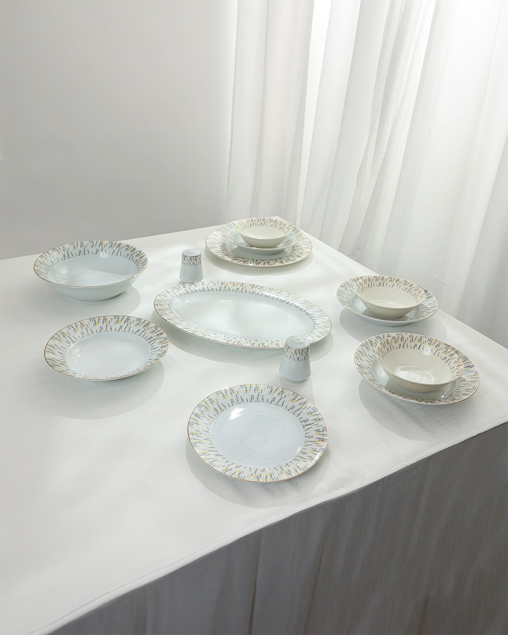 36 Pcs Porcelain Dinner Set, Colour Strokes