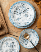 Claytan 24 Piece Dinner Set - Vintage Garden Blue - Baitishk