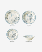 Claytan 24 Piece Dinner Set - Vintage Garden Blue - Baitishk