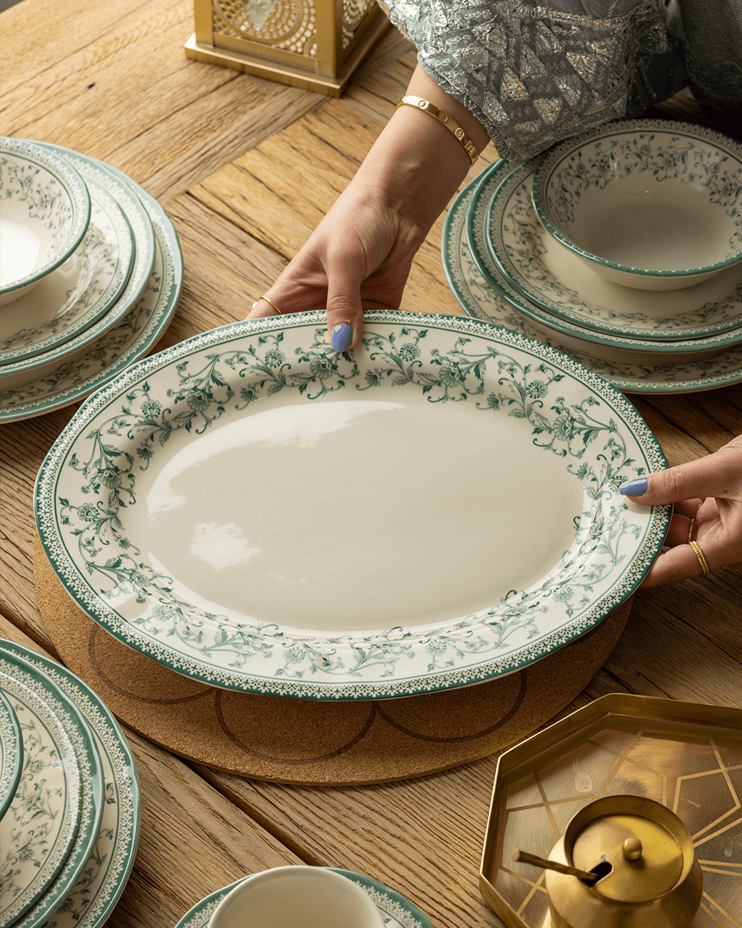 Claytan Dinner Set , Aster Green - Baitishk