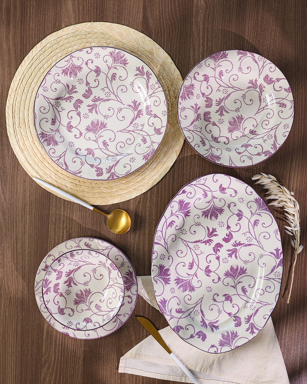 Claytan Dinnerware Collection - Damask Purple - Baitishk