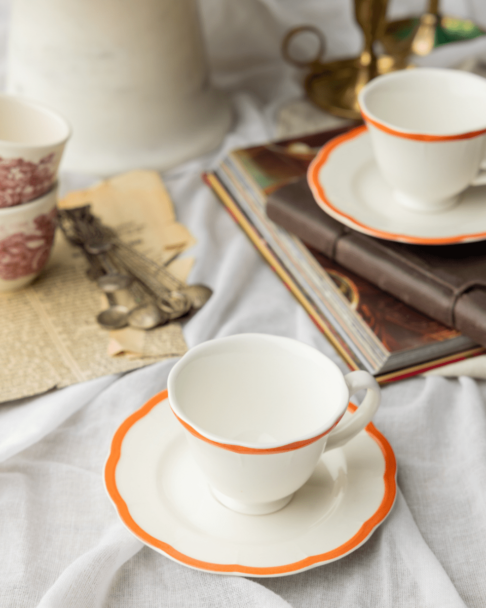 Claytan Espresso Cup Saucer - Chiara Orange - Baitishk