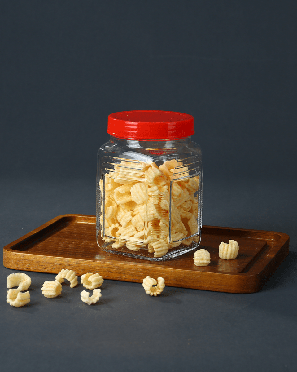 Glass Storage Jar with Red Lid - Baitishk