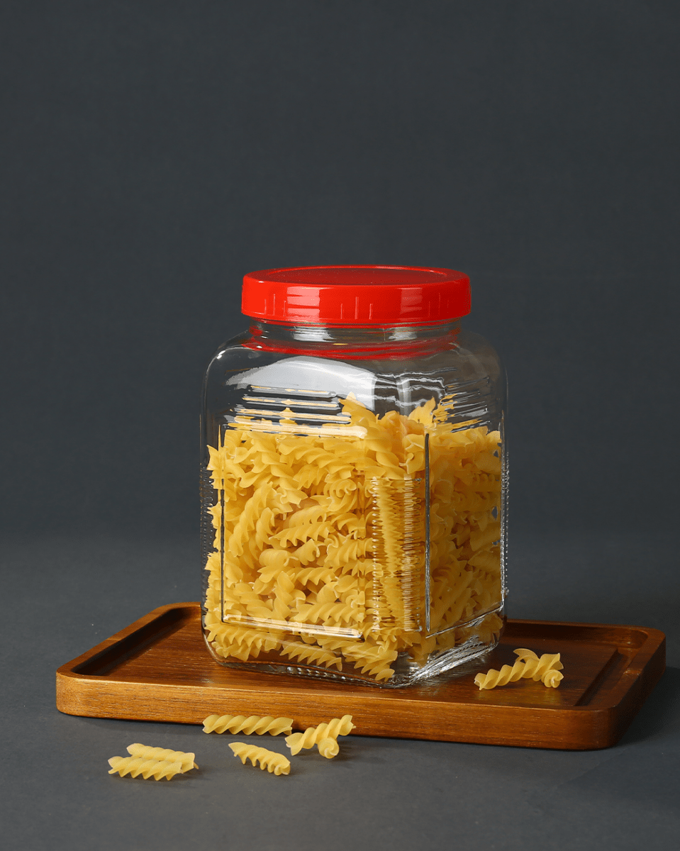 Glass Storage Jar with Red Lid - Baitishk