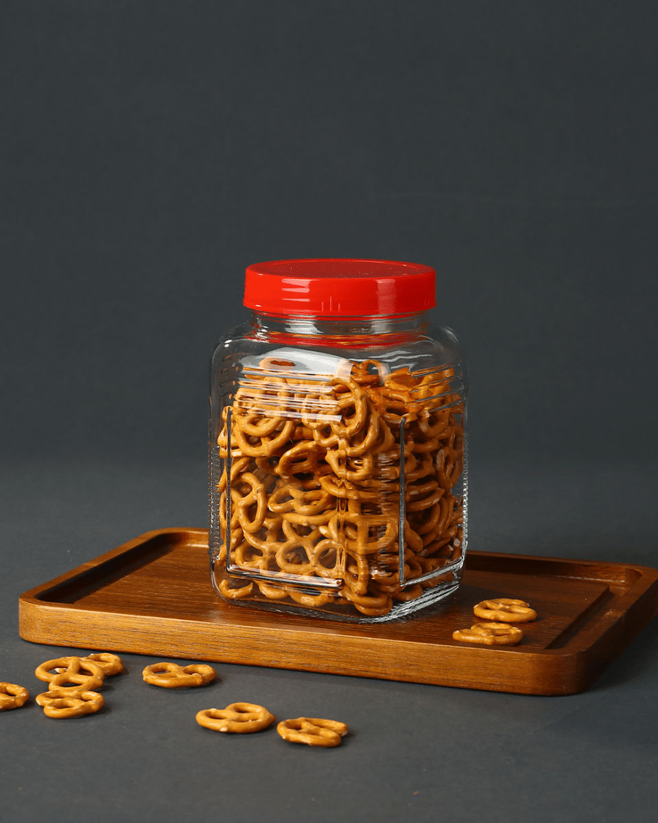 Glass Storage Jar with Red Lid - Baitishk