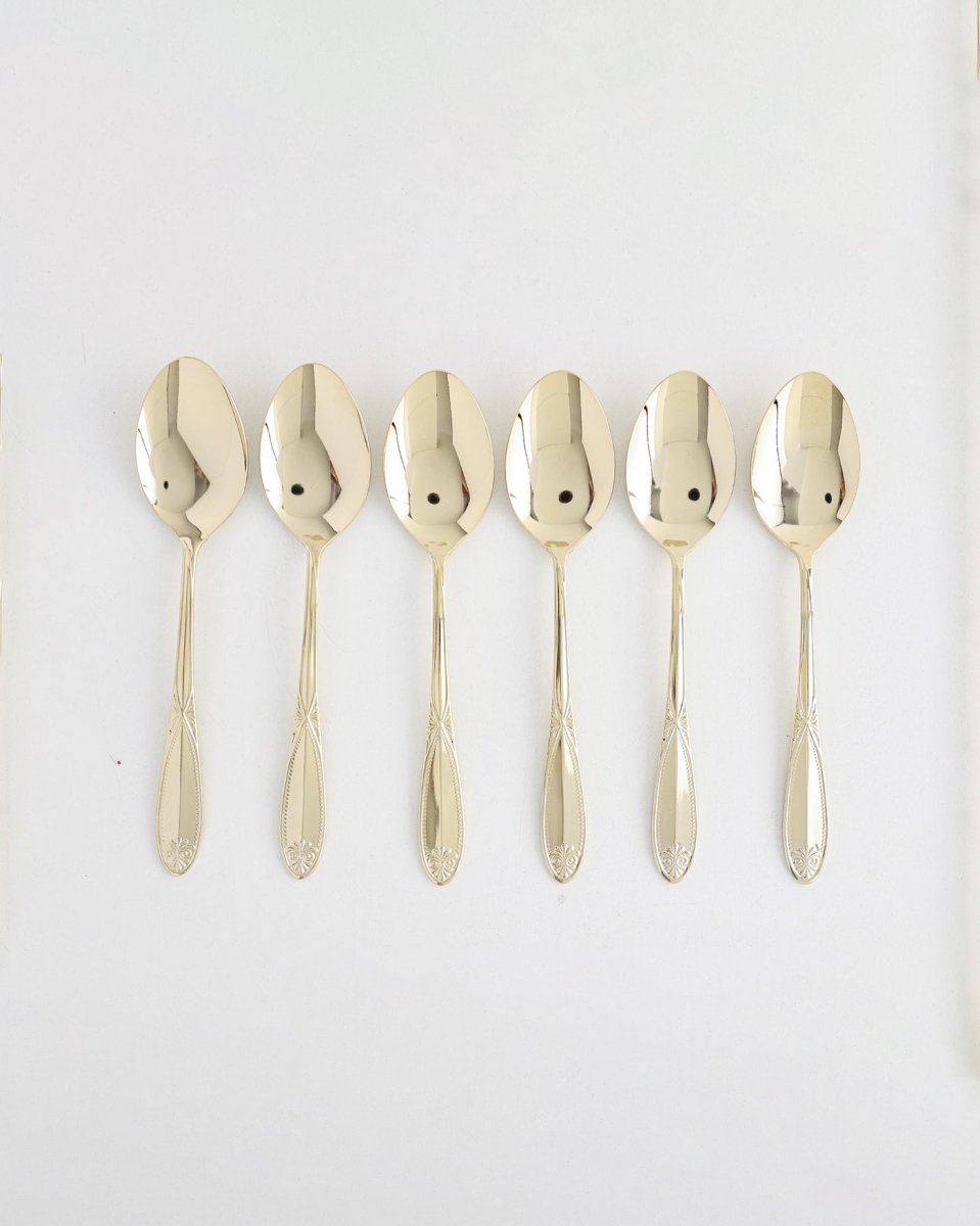 Gold Plated TB Dessert Spoon – 6 Pcs - Baitishk