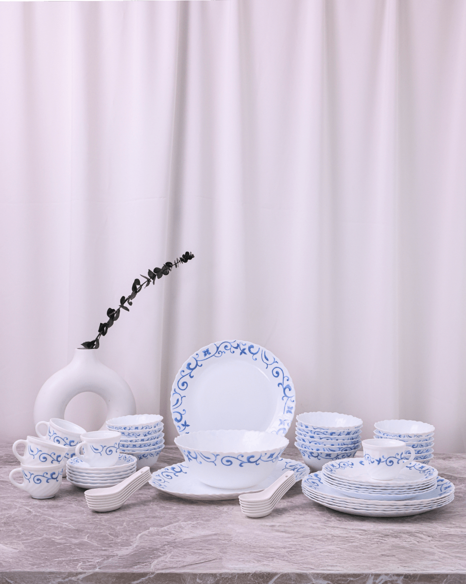 La Opala Classique Dinner Set, Swirl Blue - Baitishk