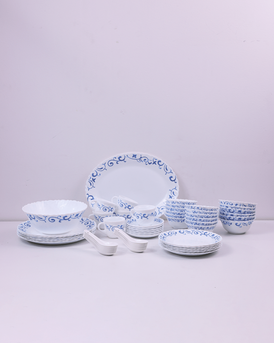 La Opala Classique Dinner Set, Swirl Blue - Baitishk