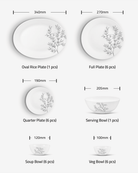 La Opala Pearl Dinner Set, Dusky Vines - Baitishk