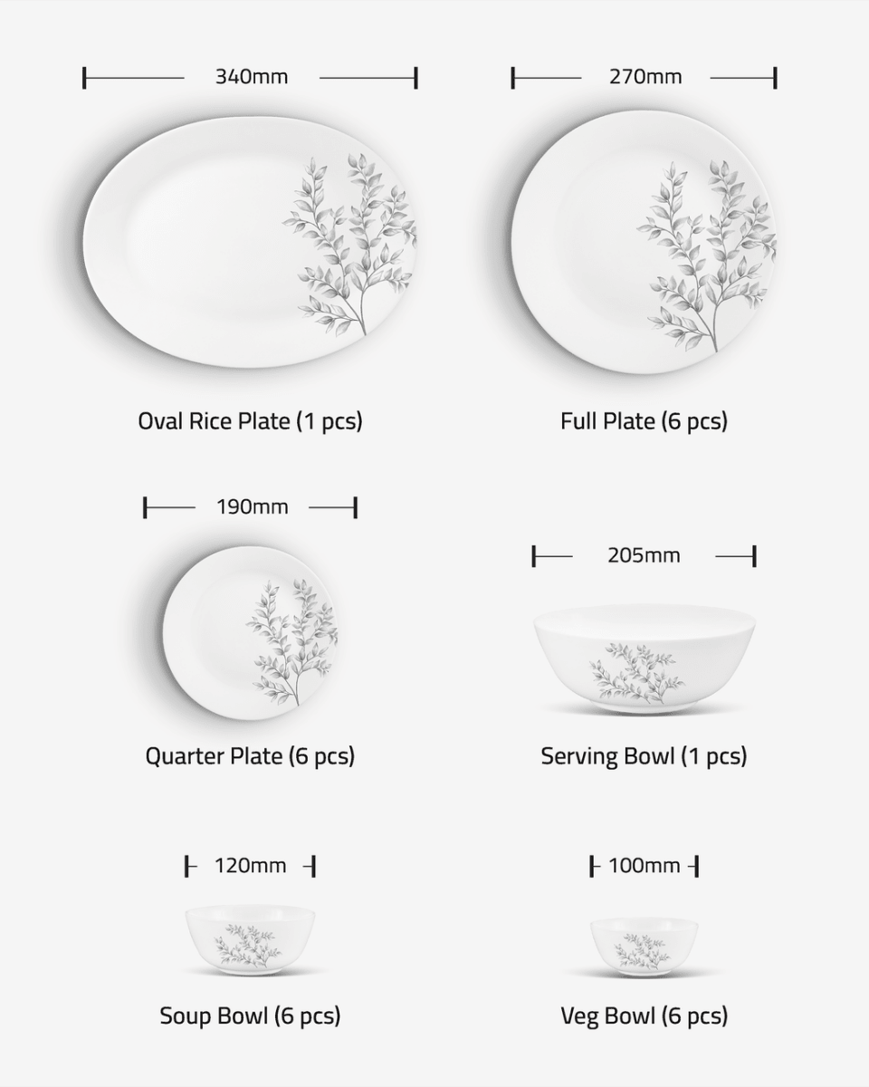 La Opala Pearl Dinner Set, Dusky Vines - Baitishk