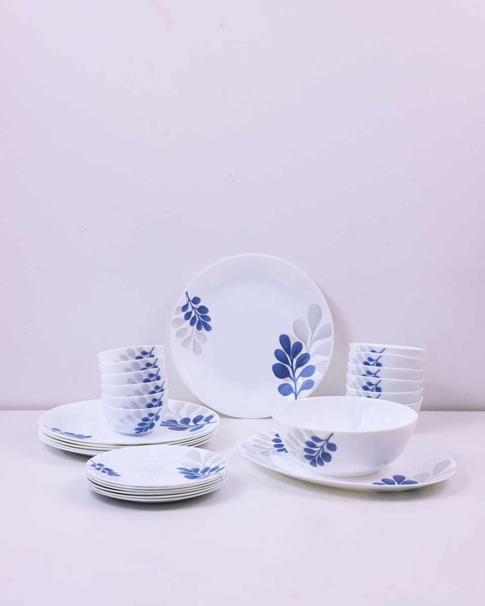 La Opala Pearl Dinner Set, Indigo Bliss - Baitishk