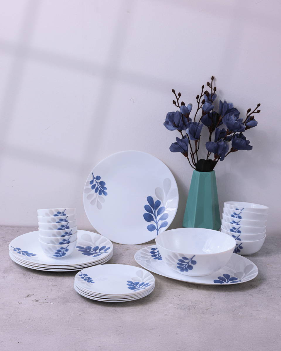 La Opala Pearl Dinner Set, Indigo Bliss - Baitishk