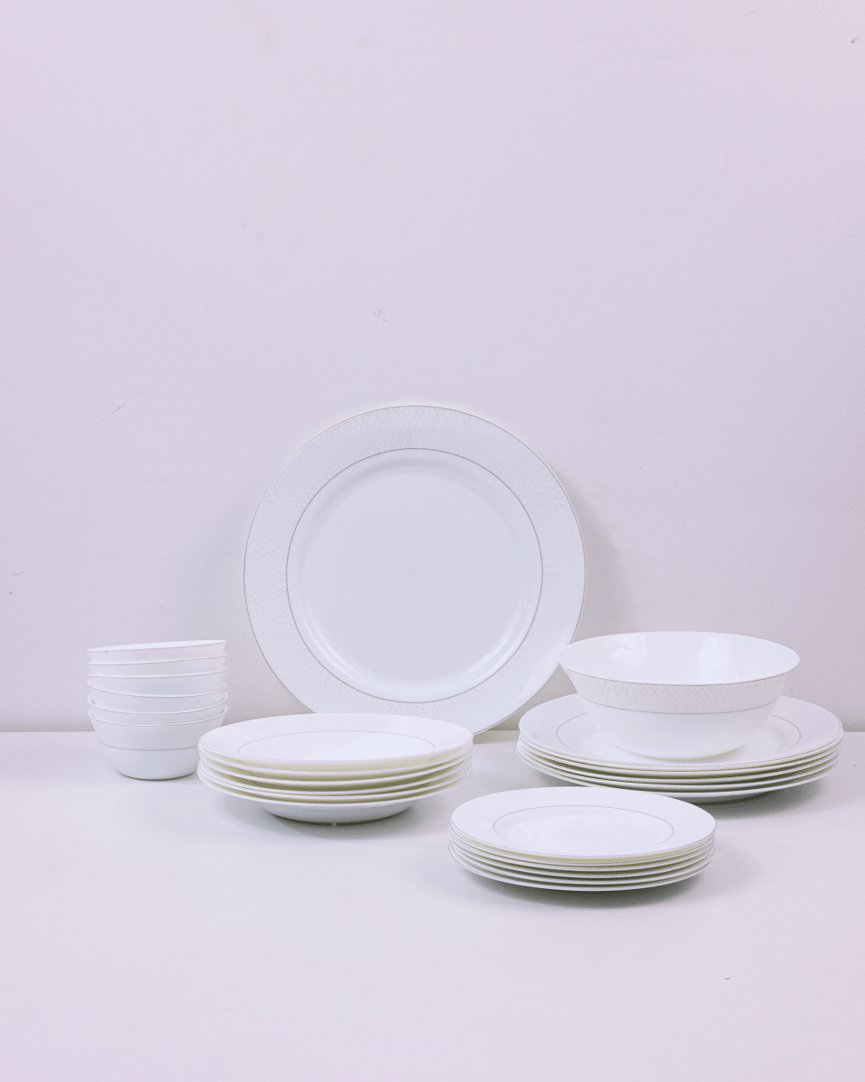 La Opala Velvet Dinner Set , Stella White - Baitishk