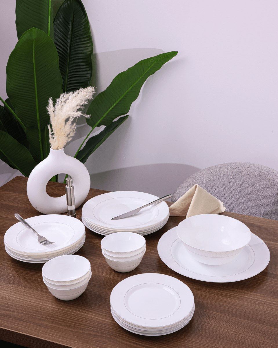 La Opala Velvet Dinner Set , Stella White - Baitishk