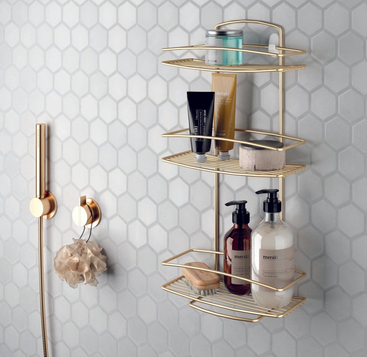 Metaltex Brass 3 Tier Rectangular Shelf - Baitishk