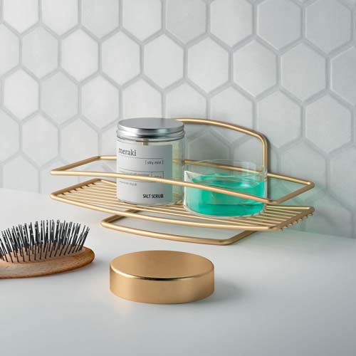 Metaltex Brass Onda 1 Tier Rectangular Shelf - Baitishk