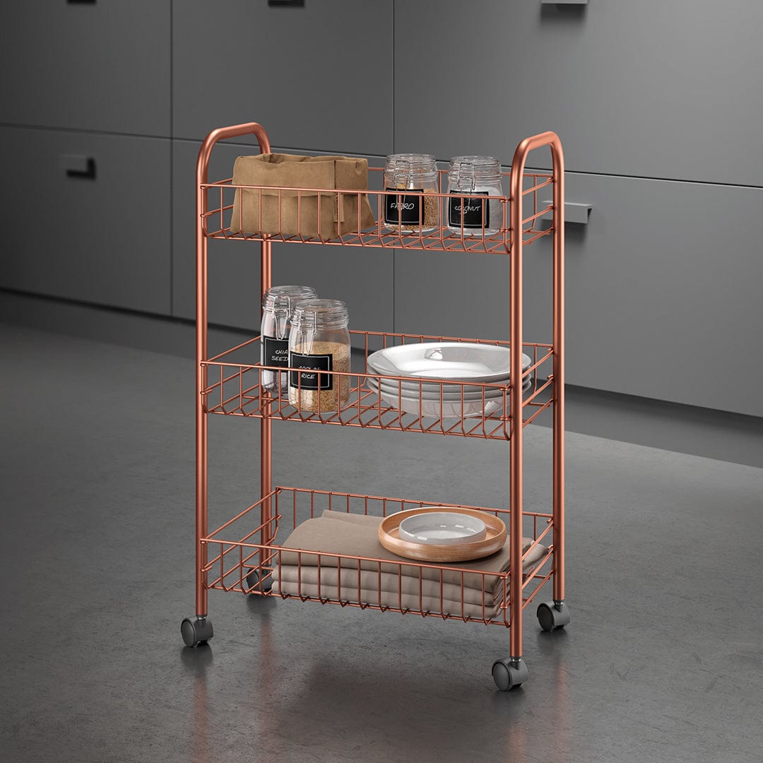 Metaltex Rolling Cart Copper Rolling Cart