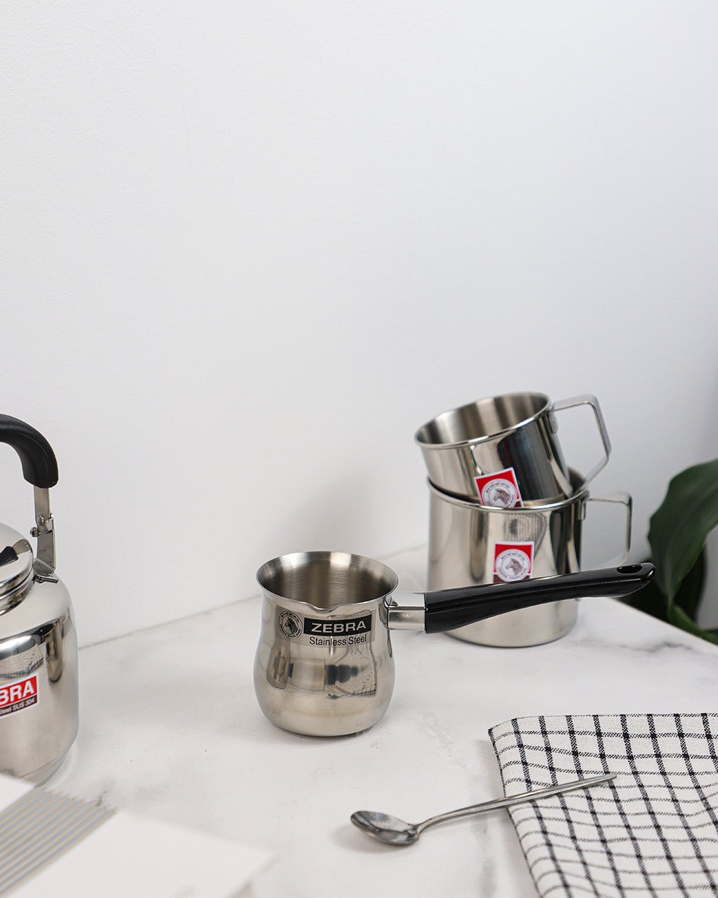 Zebra Gahwa Pot with Black Handle - Baitishk